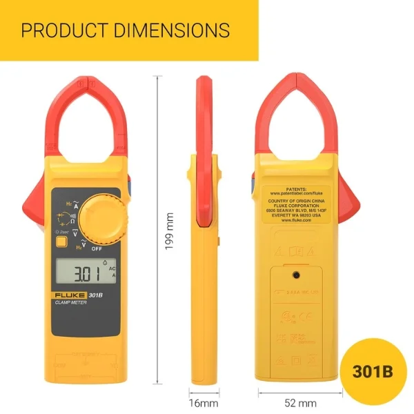 Fluke 301B 600A AC Clamp Meter (With Test Leads) Supplier