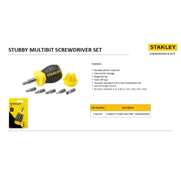 STANLEY 0-66-357 STANLEY STUBBY MULTIBIT Supplier and Distributor