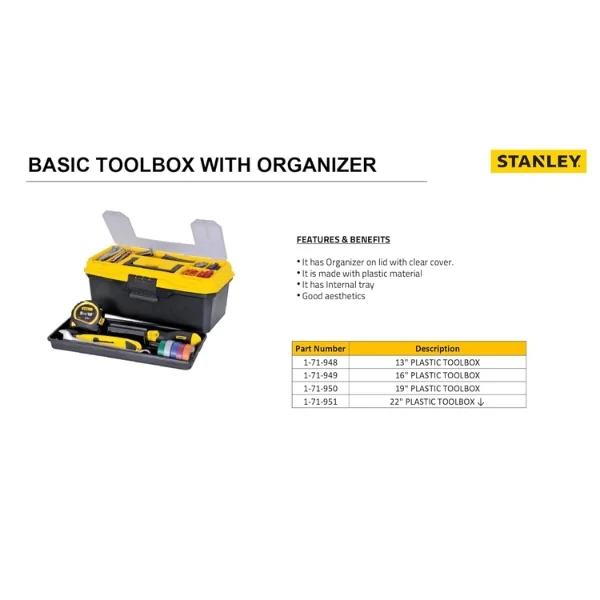 Stanley 1-71-949 Plastic Tool Box 16 Inch Supplier