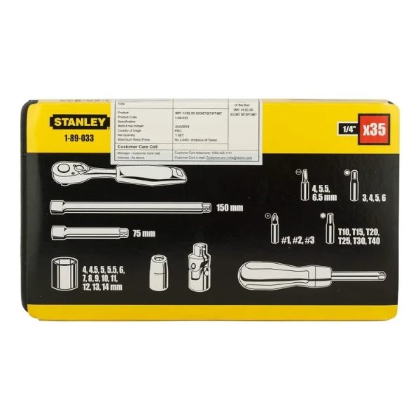 STANLEY 1-89-033 35-Piece 1/4” Square Drive Socket Set (6-Point, Metric) – Pan India Supply