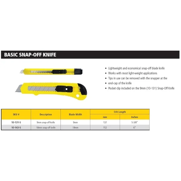 Stanley 10-131-S Snap-Off Knife 9mm Supplier