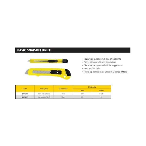 Stanley 10-143-S Snap-Off Knife 18mm Supplier