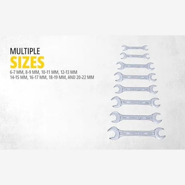 STANLEY 70-379E – 8 PCS Double Open End Spanners Set (6x7 to 20x22 mm) – Pan India Industrial Supply