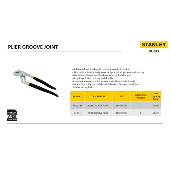 Stanley 84-111 Groove Joint Plier 12 Inch Supplier
