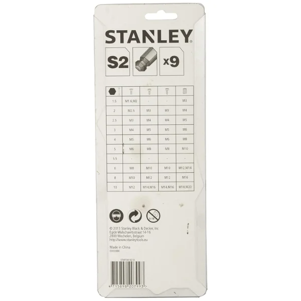 Stanley 94-158 Extra Long Ball Point Hex Key Set 9 Piece Supplier