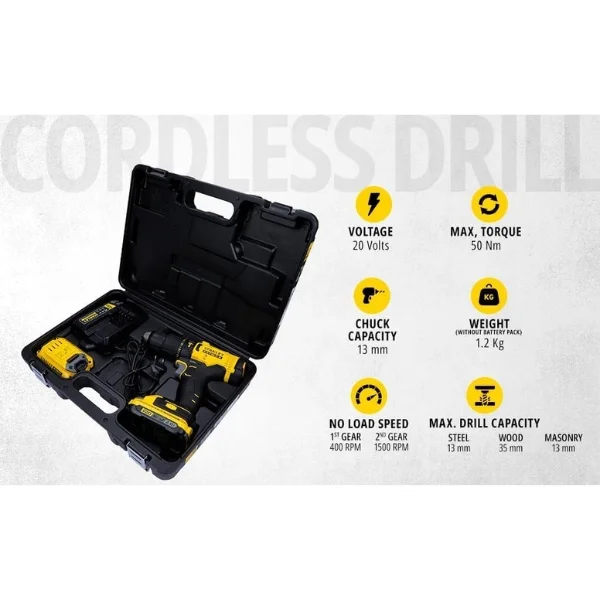  Stanley SCD711D2KA-B1 20V Brushless Hammer Drill Driver Kit Supplier