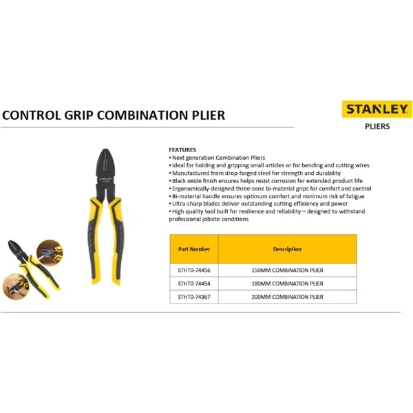 Stanley STHT0-74454 Combination Plier 180mm Supplier