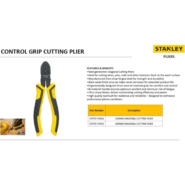 Stanley STHT0-74455 Diagonal Cutting Plier 180mm Supplier