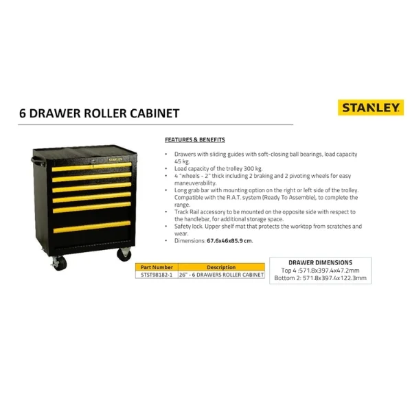 Stanley STST98182-1 Roller Cabinet 26 Inch 6 Drawer Supplier